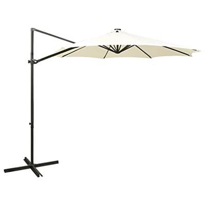 Zweefparasol met paal en LED-verlichting 300 cm zandkleurig