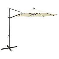 Zweefparasol met paal en LED-verlichting 300 cm zandkleurig - thumbnail