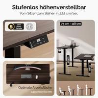 Zit sta Bureau In hoogte verstelbaar Donkerbruin 140x60x73-118cm - thumbnail