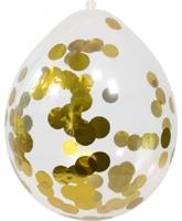 Confetti ballon met gouden confetti - 4 stuks - thumbnail