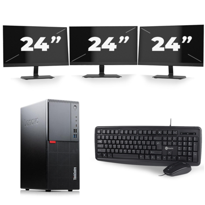 Lenovo ThinkCentre M720t Tower - Intel Core i7-8e Generatie - 16GB RAM - 256GB SSD - Windows 11 + 3x 24 inch Monitor
