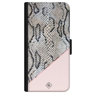 iPhone 12 flipcase - Snake print roze