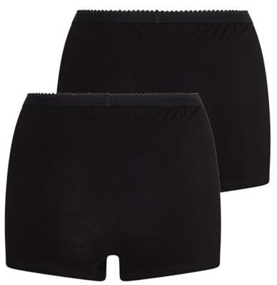 2-pack Panty softly - Dames short - Vrouwen onderbroek - ondergoed - katoen - Badstof kruisje - L - Zwart - L - L - L - L - L - L - L - L -