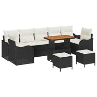 Tuinbankenset met kussen 10 pcs Zwart poly rattan - thumbnail