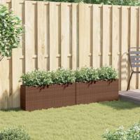 VidaXL Plantenbakken met 2 potten 2 st 90x20x40 cm poly rattan bruin - thumbnail
