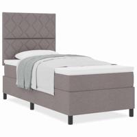 Boxspring bed met matras met hoofdeinde Taupe 100 x 200 cm Stof - thumbnail