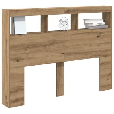 Hoofdbordkast met LED artisan 140x17x102 cm eikenkleurig