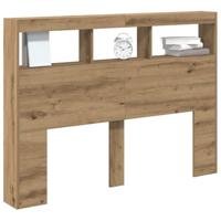 Hoofdbordkast met LED artisan 140x17x102 cm eikenkleurig - thumbnail
