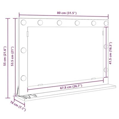 VidaXL Schmink spiegel rechthoekig gerookt eiken 80 x 55 x 18 cm VidaXL Schmink spiegel rechthoekig gerookt eiken 80 x 55 x 18 cm