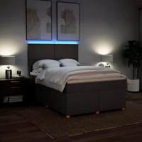 Boxspring met matras stof donkerbruin 140x200 cm - thumbnail