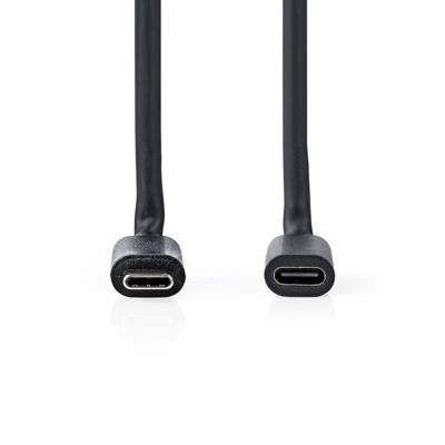 USB-Kabel | USB 3.2 Gen 1 | USB-C Male | USB-C Female | 60 W | 4K@60Hz | 5 Gbps | Vernikkeld | 2.00 m | Rond | PVC | Zwart