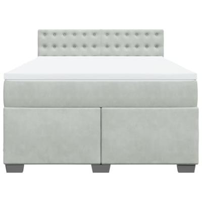 Boxspring met matras fluweel lichtgrijs 140x190 cm