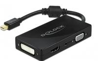 Delock 62073 Mini DisplayPort 1.2 Adapter naar VGA / HDMI / DVI / Audio female 4K Passief zwart - thumbnail