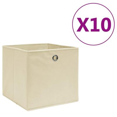 Opbergboxen 10 st 28x28x28 cm nonwoven stof crmekleurig Opbergboxen 10 st 28x28x28 cm nonwoven stof crmekleurig