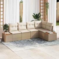 5-delige Tuinbankenset met kussens poly rattan acacia beige - thumbnail