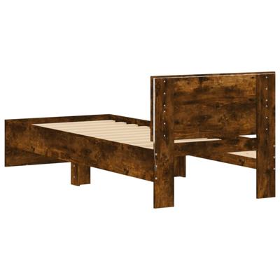 Bedframe met hoofdeinde en LED gerookt eikenkleurig 150x200 cm - thumbnail