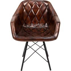 Clayre & Eef Eetkamerstoel met Armleuning 46x61x85 cm Bruin Leder