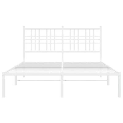 Bedframe met hoofdbord metaal wit 140x190 cm - thumbnail