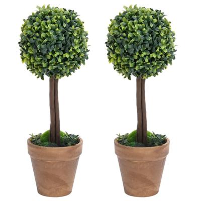 VidaXL Kunstplanten met pot 2 st buxus bolvorming 33 cm groen