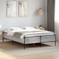 Bedframe bewerkt hout metaal grijs sonoma eiken 160x200 cm - thumbnail
