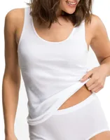 Singlet hemd dames - Katoen - Carola - onderhemd - Zonder zijnaden - hemdjes dames Brede bandjes - wit - thumbnail