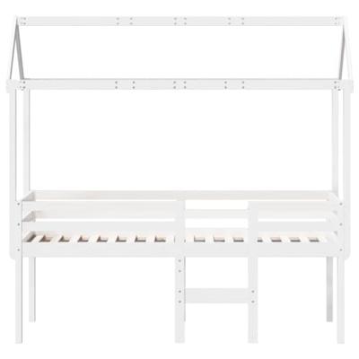 Hoogslaper met dak massief grenenhout wit 80x200 cm Hoogslaper met dak massief grenenhout wit 80x200 cm