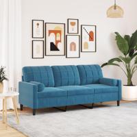 Driezitsbank met sierkussens 180 cm fluweel blauw - thumbnail