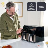 Black & Decker BXAF9000E Dubbel 9 l Vrijstaand 2500 W Heteluchtfriteuse Zwart, Roestvrijstaal - thumbnail