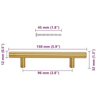 Handvatten 10 st 96 mm roestvrij staal goudkleurig Handvatten 10 st 96 mm roestvrij staal goudkleurig