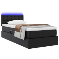 Opbergbed met LED met matras met LED Zwart 90 x 190 cm Nep Leer - thumbnail