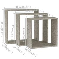 Wandschappen kubus 3 st betongrijs - thumbnail