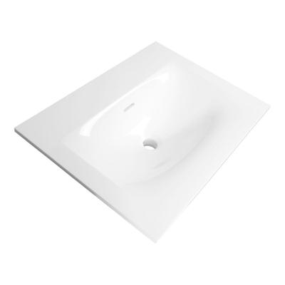 Brauer Glacier Wastafel - 60 cm - met 1 Spoelbak en 0 Kraangaten - Fine Stone Hoogglans Wit