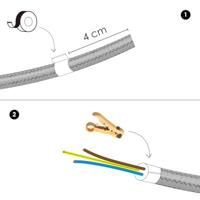 Textiel Kabel - 30 meter lang - Zwart-grijs - Strijkijzersnoer 3 x 0,75 mm met aardingsgeleider - met textielmantel - pendelleiding lampkabel - Accessoires voor lampen - Binnen gebruik - thumbnail