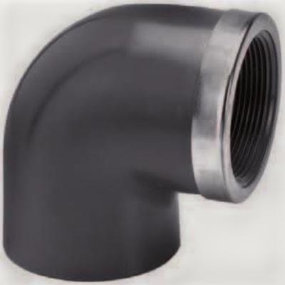 Knie 90° lijm x binnendraad met RVS ring 20 mm x ½"