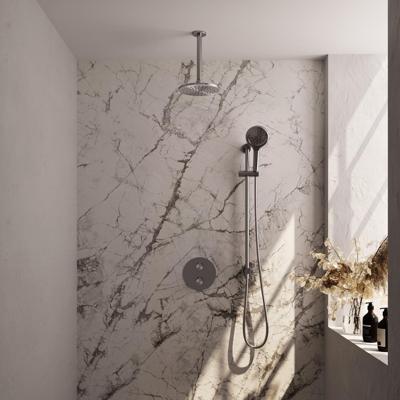 Brauer Brushed Carving Thermostatische Regendoucheset Inbouw - Hoofddouche 20 cm - 3 Weg - Handdouche Rond 3 Standen - Doucheslang - Geintegreerde Glijstang - Rvs