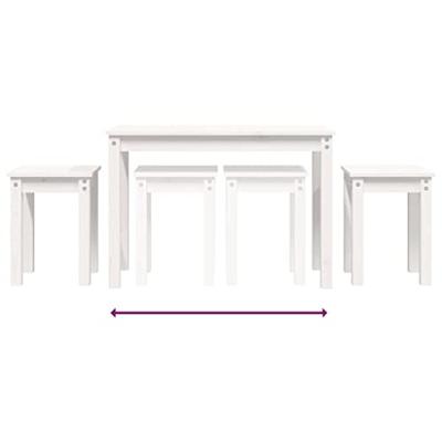 Tafeltjesset 3 st massief grenenhout wit