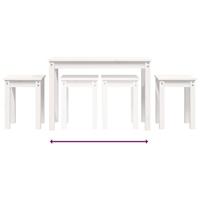 Tafeltjesset 3 st massief grenenhout wit - thumbnail