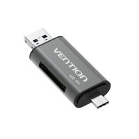 Vention CCHH0 geheugenkaartlezer USB Type-A/USB Type-C/Micro-USB Grijs - thumbnail