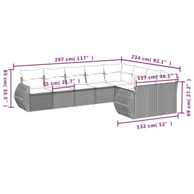 10-delige Loungeset met kussens poly rattan zwart - thumbnail