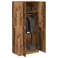 Kledingkast 80x52x180 cm bewerkt hout oud houtkleurig - thumbnail