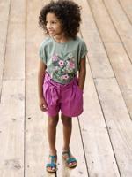 Short van katoenen gaas met riem voor meisjes paars - thumbnail