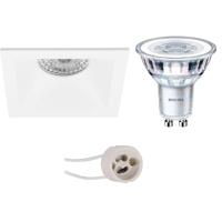 LED Spot Set - Pragmi Pollon Pro - GU10 Fitting - Inbouw Vierkant - Mat Wit - Verdiept - 82mm - Philips - CorePro 830 36D - 4.6W - Warm Wit 3000K - thumbnail