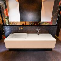 Badkamermeubelset Mondiaz Erin 150 cm met 1 Lade met RIDGE Wastafel Links Linen Zonder Kraangaten Greeploos Mat Rosee - thumbnail