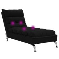 Massage chaise longue met kussens stof zwart - thumbnail