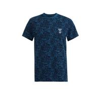 WE Fashion Salty Dog slim fit T-shirt met all over print Petrol Grey - thumbnail