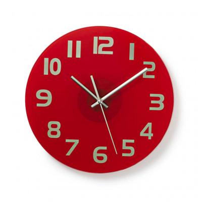 Ronde wandklok | Diameter 30 cm | Eenvoudig te lezen cijfers | Helder-rood