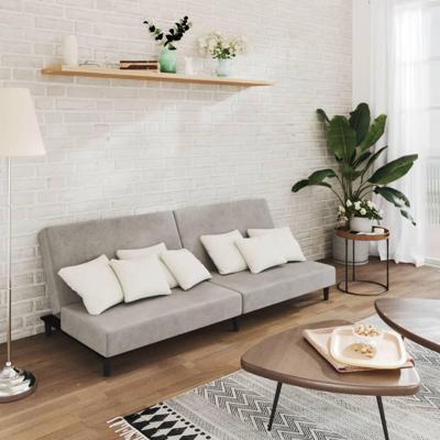 Slaapbank 2-zits fluweel lichtgrijs Slaapbank 2-zits fluweel lichtgrijs