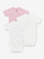 Set van 3 kruislings geknoopte baby-body's met korte mouwen PETIT BATEAU rozen - thumbnail