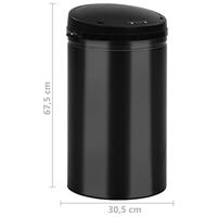 Prullenbak met automatische sensor 40 L koolstofstaal zwart - thumbnail