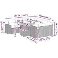 9-delige Loungeset met kussens poly rattan grijs - thumbnail